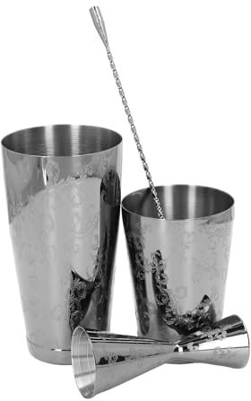 Boston Cocktail-Shaker-Set, Multifunktional, 304 Edelstahl, Vintage-Druck, Cocktailsieb-Set (Typ 2)