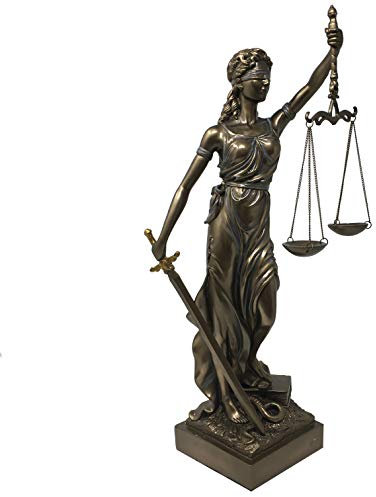 MystiCalls Große Justitia - Göttin der Gerechtigkeit und des Rechtswesens - Dekofigur, Dekoration, Buch, Schlange, Statue