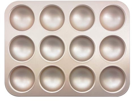 Halbkreis Backform Halbkugelförmiges Gebäckblech für Muffins Tarts Kuchen Brot Panna Cotta Mousse Pudding Cupcakes Gelee Antihaft Kohlenstoffstahl Backgeschirr für Kreative Desserts 12 Vertiefungen