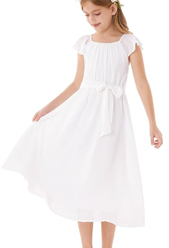 GRACE KARIN Robe d'été élégante en mousseline de soie pour filles, robe de princesse pour invitées de mariage, robe de soirée pour adolescentes, 5 à 14 ans