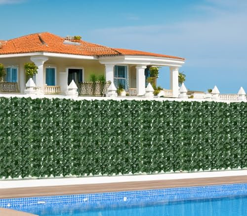 Siepe Finta Artificiale Rotolo Rete Frangivista Sintetica Ornamentale Verde 1x5 mt Foglie Edera Balcone Terrazzo Giardino Coprente - 100x500 cm