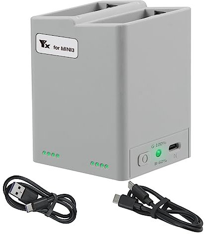VOLOHAS Battery Charger, Two-Way Charging Station for DJI Mini 4 Pro/Mini 3/Mini 3 Pro Drone, Charger Hub Accessories, Parallel Battery Charging Station, Charger Hub, Charging 2 Batteries Drone