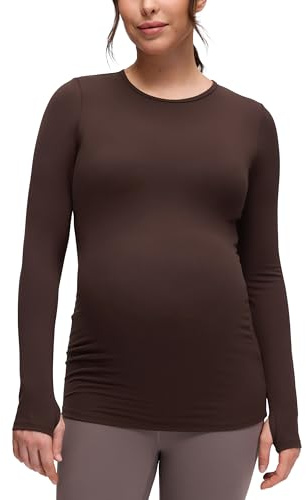 CRZ YOGA Crew Neck Mutterschaft Oberteile Langarm | Butterluxe, Yoga, Extrem Weich, Slim Fit, Daumenlöcher, Langarm Shirts, Schwangerschaft und Wochenbett