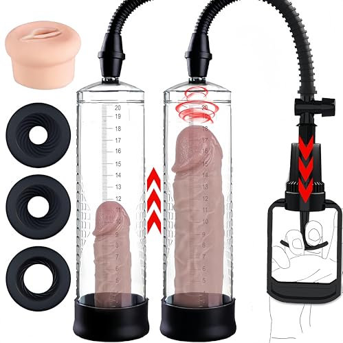 KinZon Bomba de pene, juguete sexual para hombres - Alargamiento de pene, extensor de pene masculino, aumento del tamaño del pene, placeres en pareja, con vagina de silicona (Sin manómetro)