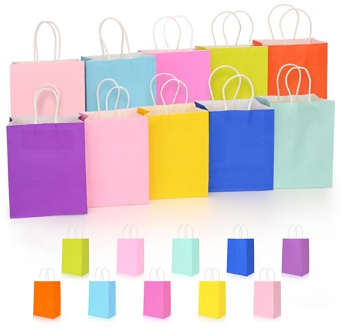 HOMIKLSA 20 Stück Geschenktüten mit Griffen 21x15x8cm Kleine Geschenktüte,10 Verschiedene Colors,Geeignet für Shopping, Hochzeiten, Partys, Geburtstage (kleine Größe)