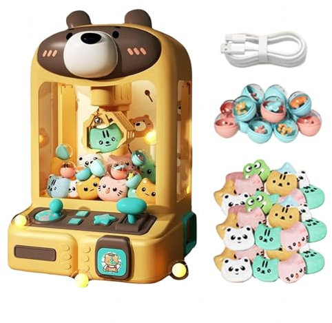 HBDSMLPL Macchina per Bambole Giocattolo con Luci Interattive E Musica,30 Bambole E 10 Palline ， Mini Macchina per Artigli per Regali di Compleanno di Feste a CAS,Bear