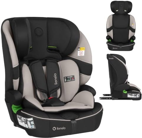 Lionelo Billy i-Size Kindersitz 76–150 cm (ab ca. 15 Monate–12 Jahre) | R129, ISOFIX & Top Tether oder Fahrzeuggurt, 5-Punkt-Gurt 76–105 cm, 10-fach Kopfstütze, Seitenaufprallschutz
