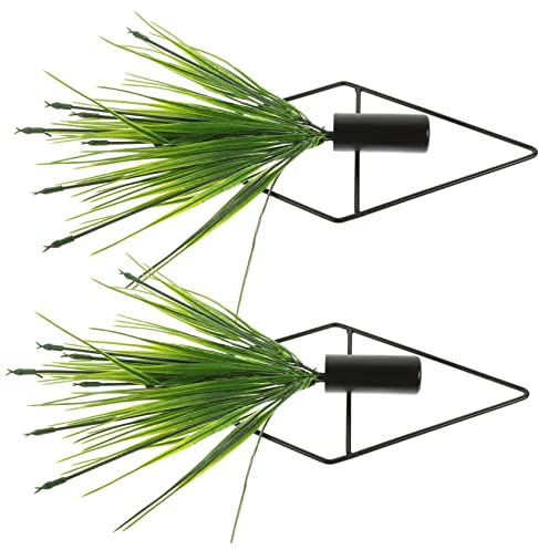 Hemobllo 2 Pièces Plantes Réalistes Pot Métallique Décoration Murale Géométrique Fausse Végétation pour Intérieur Extérieur