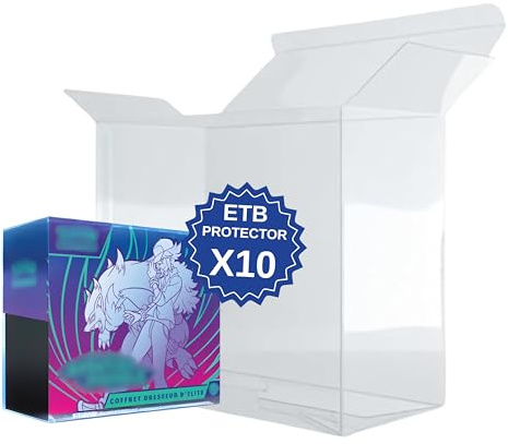 ETB Elite Trainer Box - Pack of 10 Clear Hard Cases 19.3 × 16.8 × 9.2 cm - Compatible with Pokémon ETB - Durable, Dust-Proof, Ideal Collection