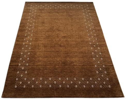 WAWA TEPPICH Handgewebter Wollteppich aus 100% Wolle, Braun, 120x180 cm | Handgefertigter Designteppich aus Wolle für vielseitige Wohnbereiche