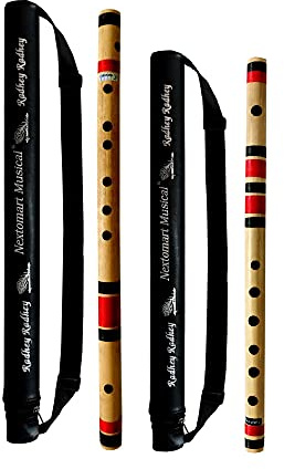 Indian Collectible Flûtes musicales en do naturel 7 trous (48,3 cm) et D naturel 6 trous (43,2 cm) en bambou avec sac de transport
