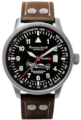 Messerschmitt Aristo Herren Uhr Fliegeruhr Automatik ME-209-A Leder