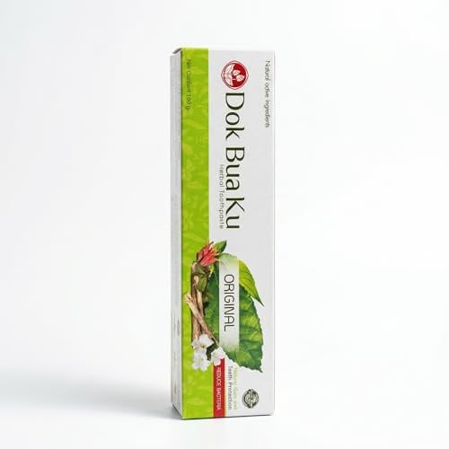 Dok Bua Ku Herbal Original Zahnpasta - Großformat 150g - Natürliche thailändische Pflanzenzahnpasta - Tagespflege ohne Fluorid - Frischer Atem und Tiefenreinigung