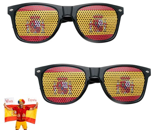 ShuHuiDe WM/EM Fanartikel,2 Stück Rasterbrille Augentraining,Sonnenbrille mit Brille Design,Fussball Fanartikel,Lochbrille für Augentraining,Pinhole Glasses,FußBallbrille Länderflaggen