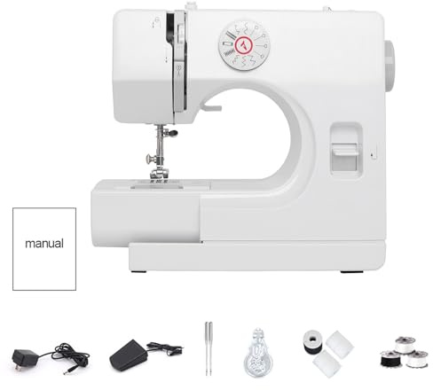 LetCart 725 bärbar symaskin, 12 stygn symaskin för nybörjare och barn lätt att använda med LED-ljus, lätt och enkel att använda, mini symaskin idealisk för kläder, tyger och resor