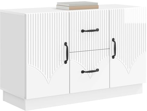 vidaXL Sideboard Hochglanz Weiß 89 x 34,5 x 57 cm Holzwerkstoff