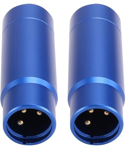 Ynusgeyx 2X Phantom Power Adapter Microphone System Audio Mixer for Condenser Mic 48V XLR Mic Adapter 3.5mm Blue