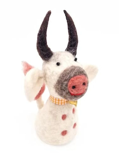 Artisan Community - EW-234 - Eierwärmer, Kuh mit Halsglöckchen, Filz, 17cm x 7cm x 7cm