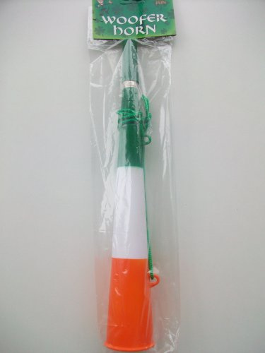 HORN 38CM GREEN/WHITE/ORANGE W/GREEN STRING