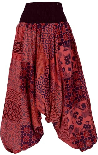 Aladinhose Patchwork Pluderhose, Damen, lange Hosen, Baumwolle, lila | Farbenfrohe Pluderhose mit elastischem Bund, zwei Taschen, Unikat, individuelle Farbvariationen.