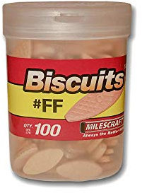 Milescraft 5355#FF Biscuits in a Bottle (100 pc.) - for use in Wood Joining, Woodworking, and Crafting. Works with Standard Biscuit Joiners. – Size #FF, Beige