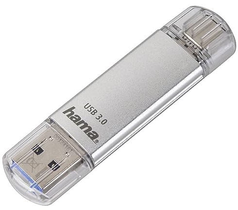 Hama 16GB USB-Speicherstick mit USB 3.0&USB 3.1-Type-C (2-in-1 USB-Stick, z.B. für Android Handy, Tablet, Computer, Notebook, MacBook, OTG, 40MB/s) USB-Typ-C Handy-Stick, Doppel Memory-Stick Silber