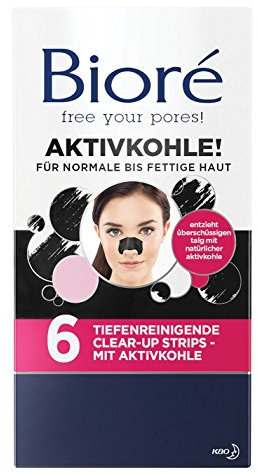 Bioré 6 tiefenreinigende Clear Up Strips mit Aktivkohle, 6 Stück