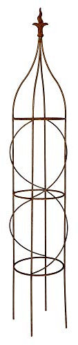 RUDDINGS WOOD 150cm Heavy Duty Natural Rust Metal Flame Garden Obelisk Climbing Rose Plant Rusted Support Frame