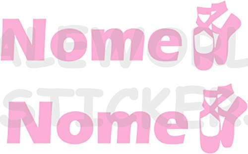 AWS 2 Sticker SPORT mit Namen Personalisierte H 2 cm Tanz Tanzschuhe Ohne Hintergrund Paar Stickers Tuning mit Logo Sport Vinyl Wasserdicht Fahrrad Motorrad Fahrrad Helm Custom Name, Rosa