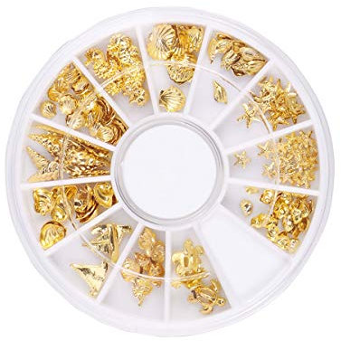 Lurrose 1 Box Metal Seashell Nail Art Decals Rivet Studs 3D DIY Turtle Nail Art Decorations for Girls Women (Ocean Series)