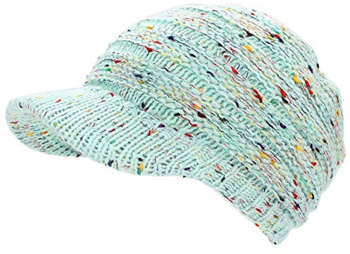dy_mode Strickmütze Damen Schirmmütze Winter Mütze Einfarbig Bunt - A082 (A315-Mint)