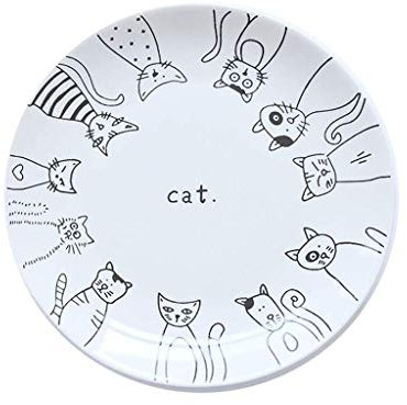 WCS - Plato de cerámica con forma de gato, diseño de gato, 20.3x20.3cm