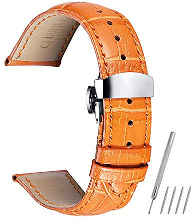 HommomH Uhrenzubehör 14-18mm 19mm 20mm 21mm 22mm 24mm Leder Uhrenarmband-Bügel Orange,24mm