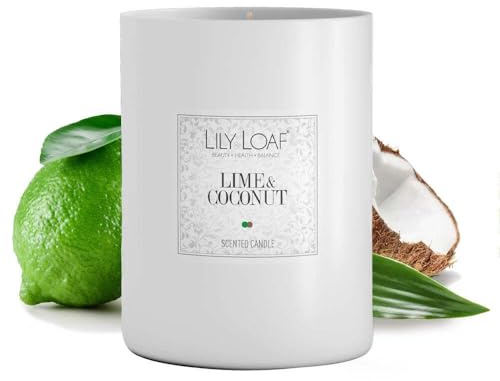 Lily & Loaf Lime & Coconut Soy Wax Candle – Citrus & Tropical Scented Candle, Phthalate Free, Approx. 40 Hour Burn Time