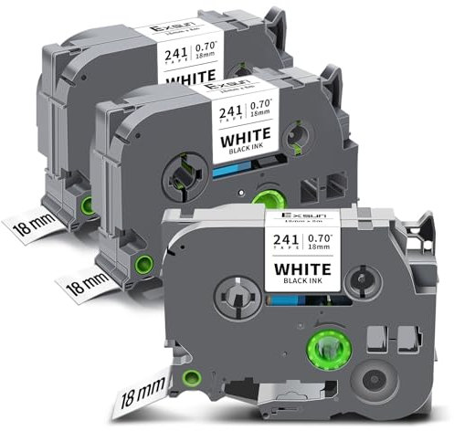 Exsun 3 Pack kompatibel für Brother TZe-241 18mm Schriftband für Brother TZ Tape TZ-241 TZe241 für Ptouch PT-2030 PT-D450VP PT-D400 PTE300VP PTE500VP PT-D600 PT-P750W Schwarz auf Weiß 18mm x 8m