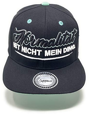 Outfitfabrik Snapback Cap Normalität ist Nicht Mein Ding in schwarz mit 3D-Stick in schwarz/Mint/weiß (Lifestyle, Provokation, Statement), One Size, verstellbar, für Männer und Frauen