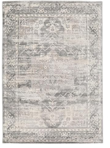 RugVista Miran Teppich, 240 x 340 cm, Grau | Rechteckig, Niedriger Stapel, Nur chemische Reinigung, Oeko-Tex 100
