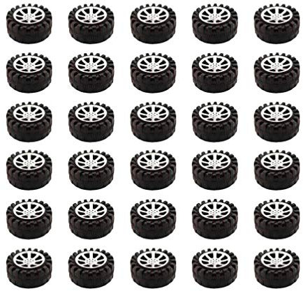 Artibetter 30Pcs 42Mm Spielzeugauto Räder Kunststoff Welle Spielzeug Rad Miniatur LKW Auto Modell Rad Reifen Handwerk für DIY Modell Spielzeug RC Auto LKW Bauprojekte