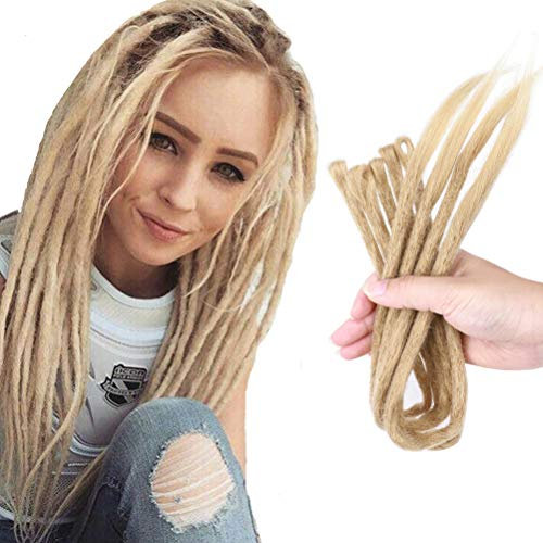 5pcs Dreadlocks Extensions de cheveux Crochet à extrémité unique Cheveux synthétiques Jamaïque Punk Hip-Hop Reggae Tressage de cheveux Faux Locs pour Hommes Femmes 50cm Blonde cendrée