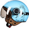 Jethelm Erwachsener Motorradhelm Scooter Moped Mofa Helm Rollerhelm Retro Vintage Pilot Biker Helmet Mit Visier Jethelm Herren Damen DOT/ECE Genehmigt,Blau,M