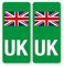 stika.co UK Green Reflective Number Plate Stickers for Electric Motorcycles – Self-Adhesive UK Flag Vinyl Decals (Pack of 2) for Travel in Europe