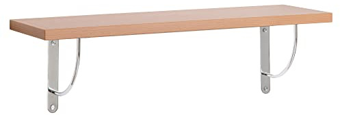 Eigentlich Wandregal mit grauen Regalwinkeln, Regalboden Breite 60, 80 o. 100cm wählbar, T25 x H2,5cm, Schweberegal versch. Farben Büroregal Hängeregal Bücherregal Regal Regalboden 80cm, Buche