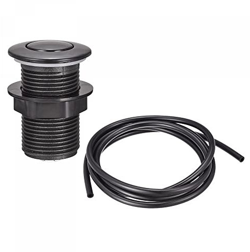 sourcing map Basura Eliminación Aire Interruptor Botón 32mm Diámetro Negro plástico para Fregadero Residuos Superiores Triturador con Aire Manguera