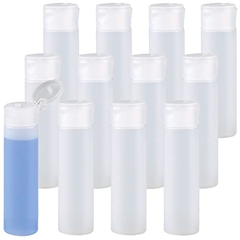 ZEOABSY 24 Pieces Empty 18ml Squeezable Translucent Flip Cap Plastic HDPE Bottles, Travel Soft Squeeze Cosmetic Tubes with Flip Top Screw Caps for Shampoo Soap Toner Refillable Containers