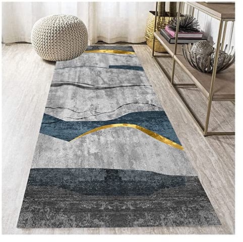 Siunwdiy Tappeto da Cucina lavabile, antiscivolo,Insonorizzata,astratto runner grigio, per corridoio,moderno, per cucina, camera da letto, porta scale, personalizzabile,Grigio,40x100cm