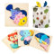 Holzpuzzle für Kinder Ab 2 3 4 5 Jahre, 3D Kinder Holzpuzzle Steckpuzzle Holz Montessori Spielzeug mit Aufbewahrungstasche, Pädagogisches Spielzeug Geschenk für Kleinekinder Jungen Mädchen Baby,4PCS