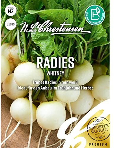 Radies Whitney, Radischen, Packungsgröße N2, Portion Saatgut, Radieschen weiß