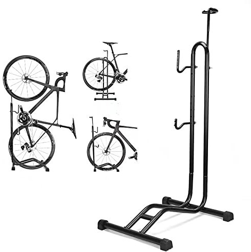 HOUPOPU Fahrradständer Bodenständer Fahrradtyp Parkständer Vertikale Halterung für Fahrräder, 3-in-1 Parkplatz Wartung und Lagerfunktion, sind geeignet für alle Arten von Mountainbikes und Rennrädern