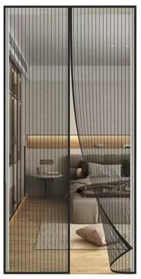 FIOVIP Porta magnetica per zanzariera, 70x190cm Tenda, chiusura automatica, facile installazione senza fori, zanzariere magnetiche per ingresso/balcone, ecc. (poliestere, Nero)