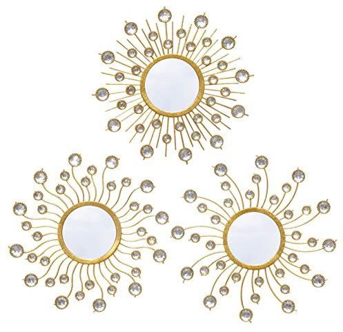 WotieunsSpiegel Sunburst Boho Deko Wandkunst Metall Set Wohnzimmer Schlafzimmer Badezimmer